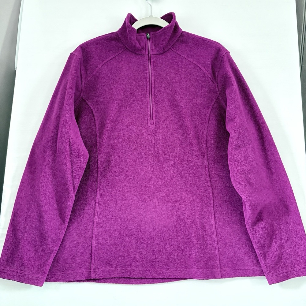 Land's‎ End Women's Long sleeve 1/4 Zip Fuscia Fleece Activewear Polartec XL